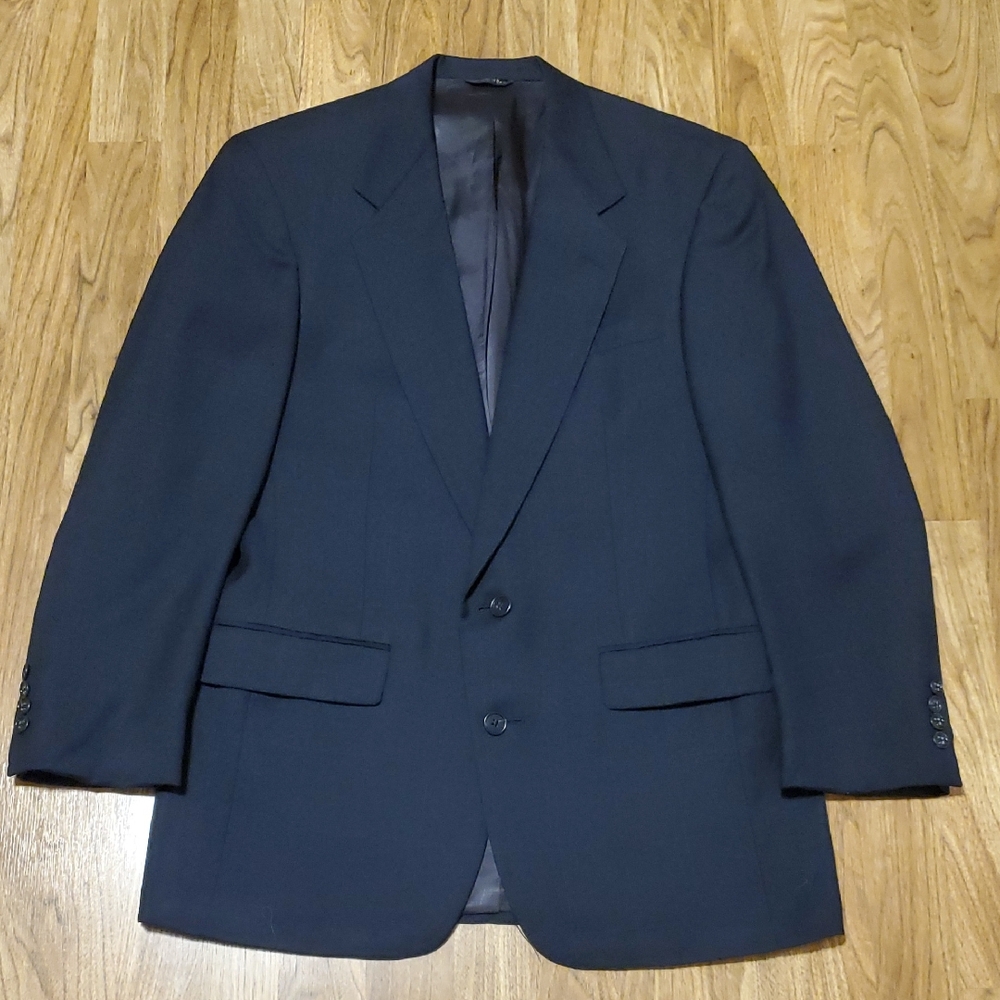 Austin Reed Wool Blazer Sports Coat Muted Plaid Navy Blue Mens Size 38R